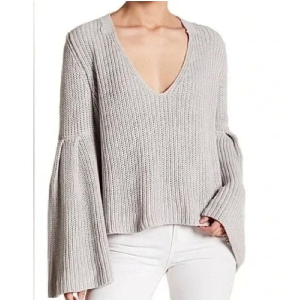 Free People Damsel Sweater V-neck bell sleeves Cropped 100% Cotton